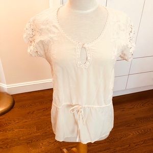 white silk embroidered top
